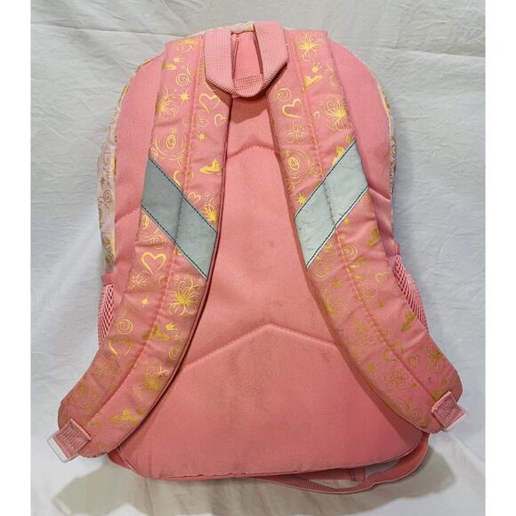 Disney Princess Backpack Fast Forward Large Pink School Bag Gold Mesh Zippered - Picture 4 of 12